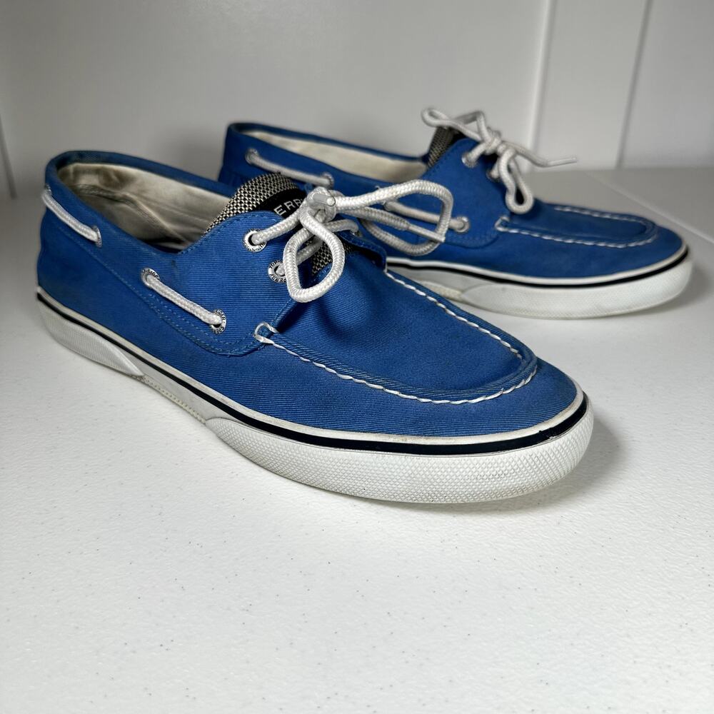 Sperry Top-Sider Men’s 10M Blue Canvas Boat Shoes Lace Up Casual Deck Shoes